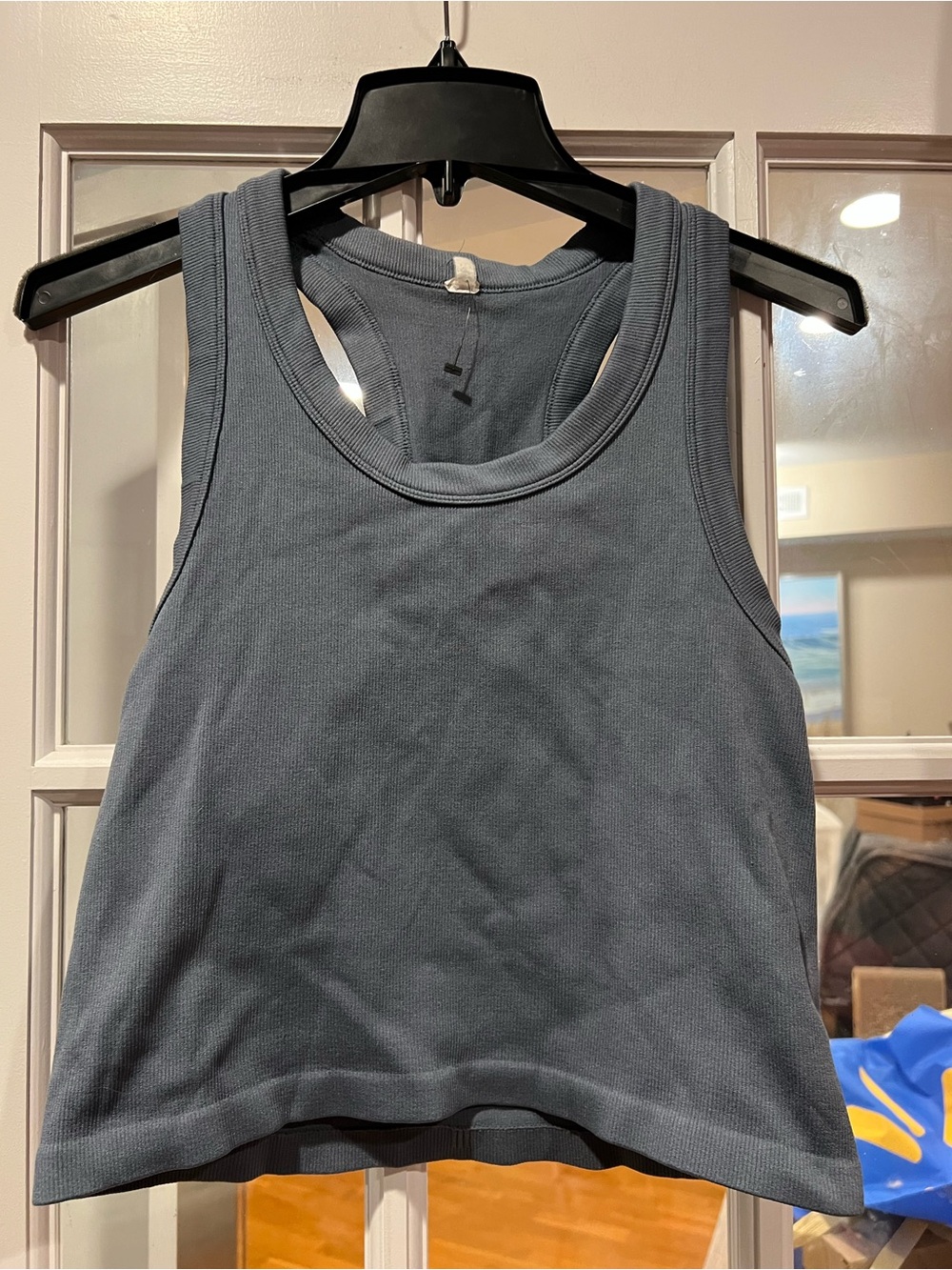 90 Degree By Reflex Slate Blue Ribbed Racerback Tank
